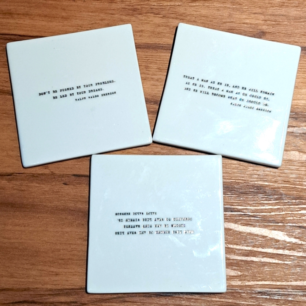 3 Ralph Waldo Emerson Quote Ceramic Coasters